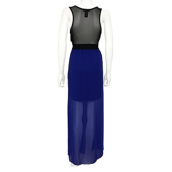 Black & Blue Sheer Fit & Flow Maxi Dress - Picture 3 of 3